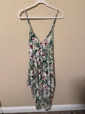 Japna Floral Spaghetti Strap Maxi Dress in Green & Pink
